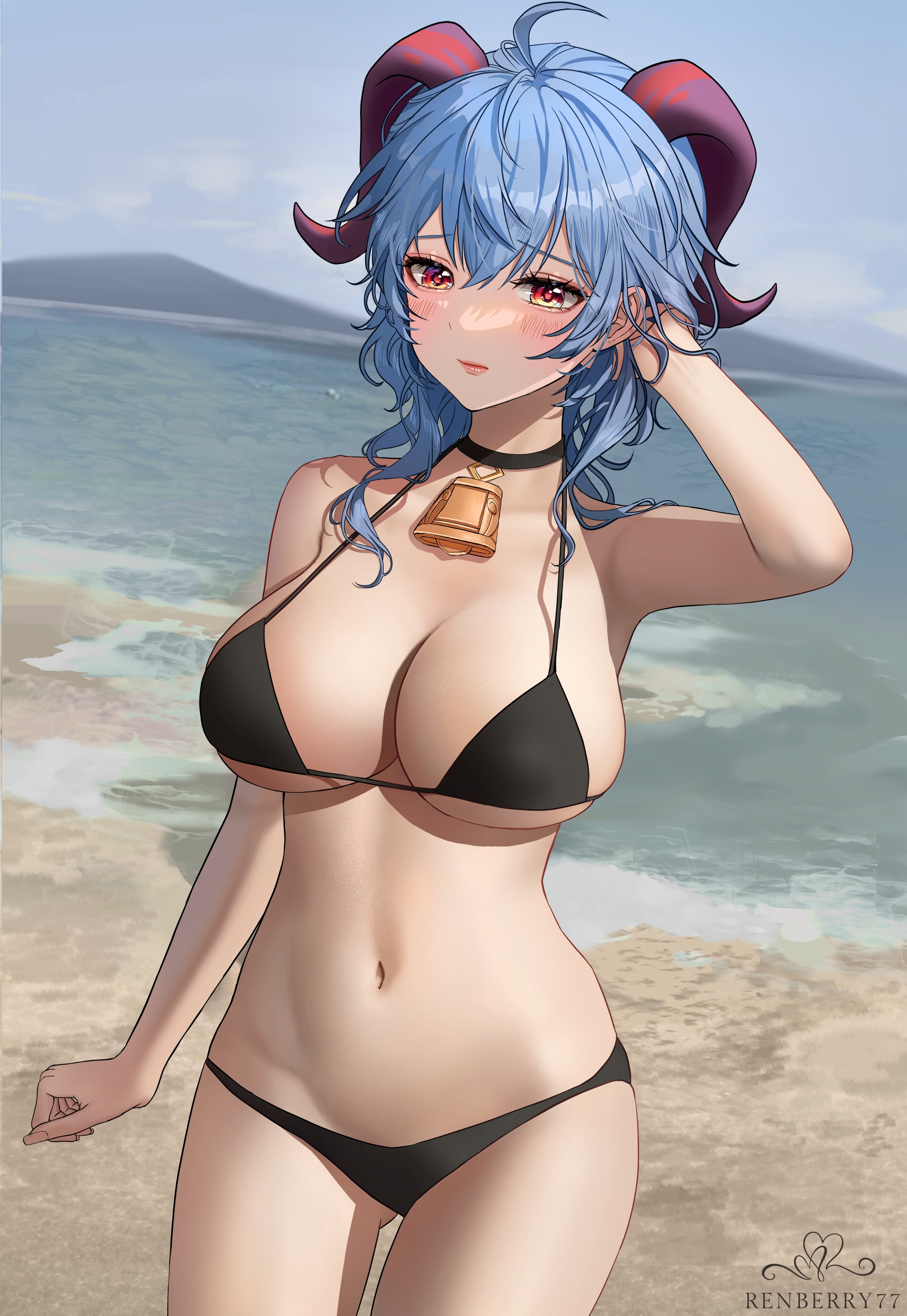 Renberry Genshin Impact Ganyu Bikini Horns Swimsuits 1048174 Yande Re